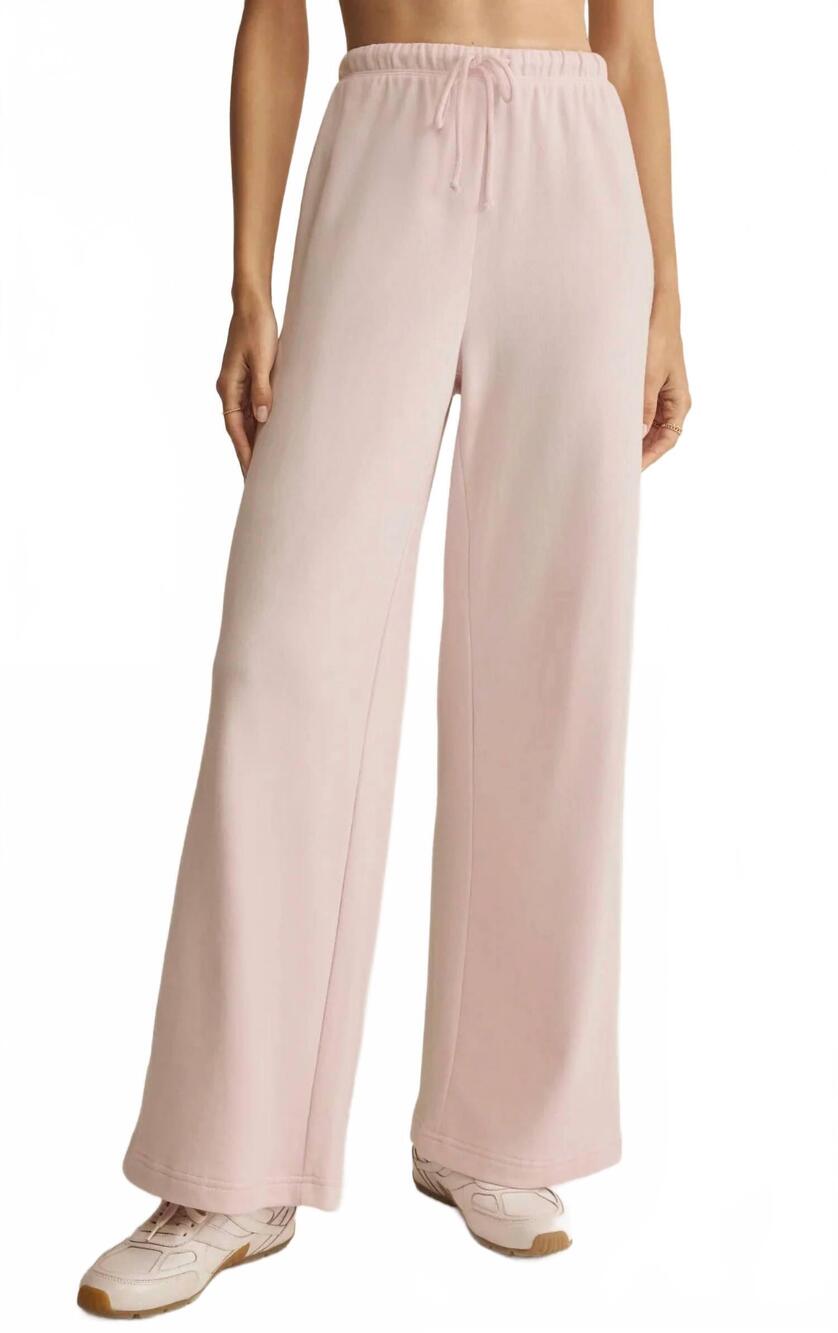NEW Z SUPPLY take all wide-leg sweatpant in washed pink